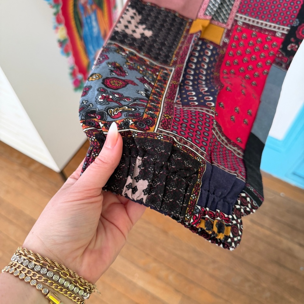 Multicoloured patchwork sweatpants with drawstrin… - image 5